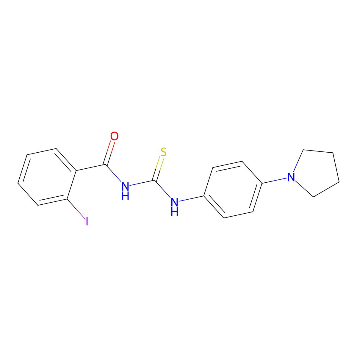 2-iodo-N-[(4-pyrrolidin-1-ylphenyl)carbamothioyl]benzamide molecular structure, CAS 364744-05-8