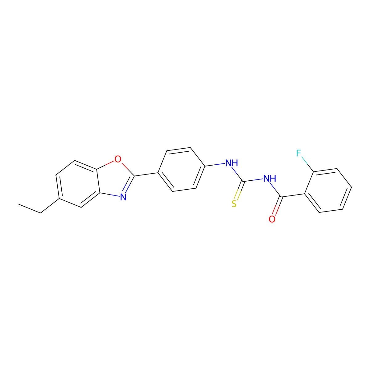 N-[[4-(5-ethyl-1,3-benzoxazol-2-yl)phenyl]carbamothioyl]-2-fluorobenzamide molecular structure, CAS 364744-13-8