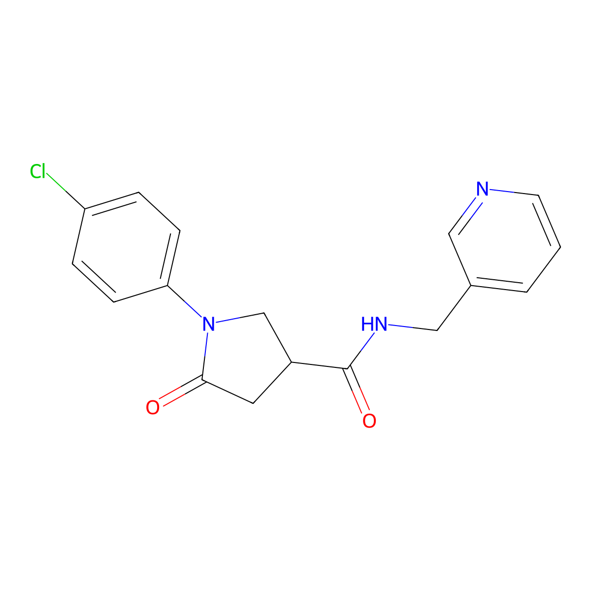 1-(4-chlorophenyl)-5-oxo-N-(pyridin-3-ylmethyl)pyrrolidine-3-carboxamide molecular structure, CAS 364744-26-3