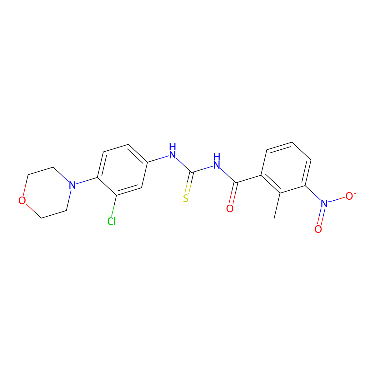 N-[(3-chloro-4-morpholin-4-ylphenyl)carbamothioyl]-2-methyl-3-nitrobenzamide molecular structure, CAS 364744-30-9