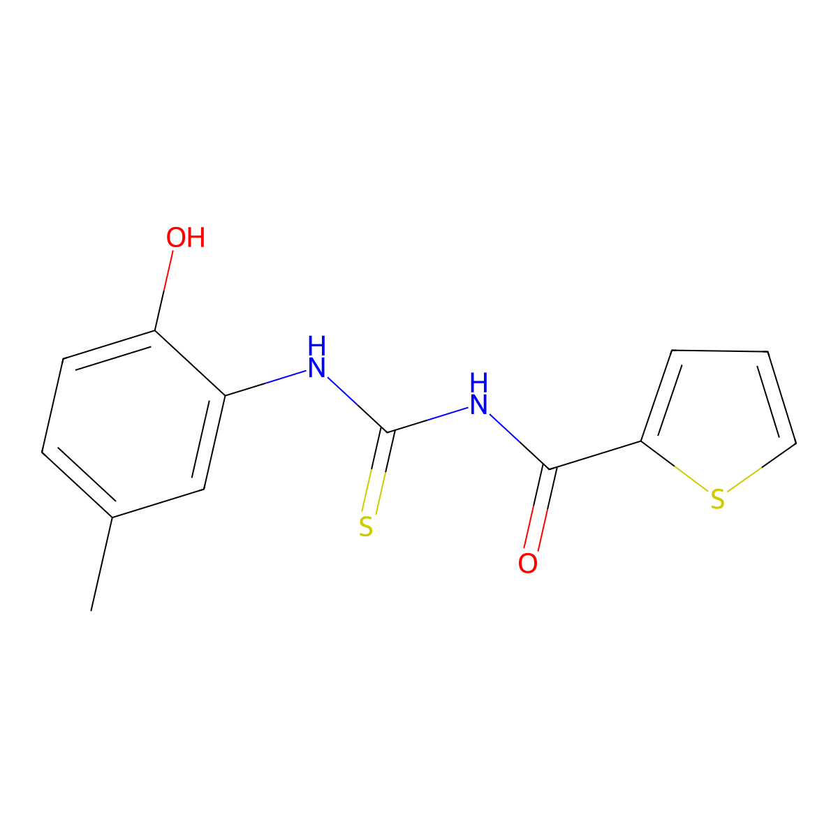 N-[(2-hydroxy-5-methylphenyl)carbamothioyl]thiophene-2-carboxamide molecular structure, CAS 364744-33-2