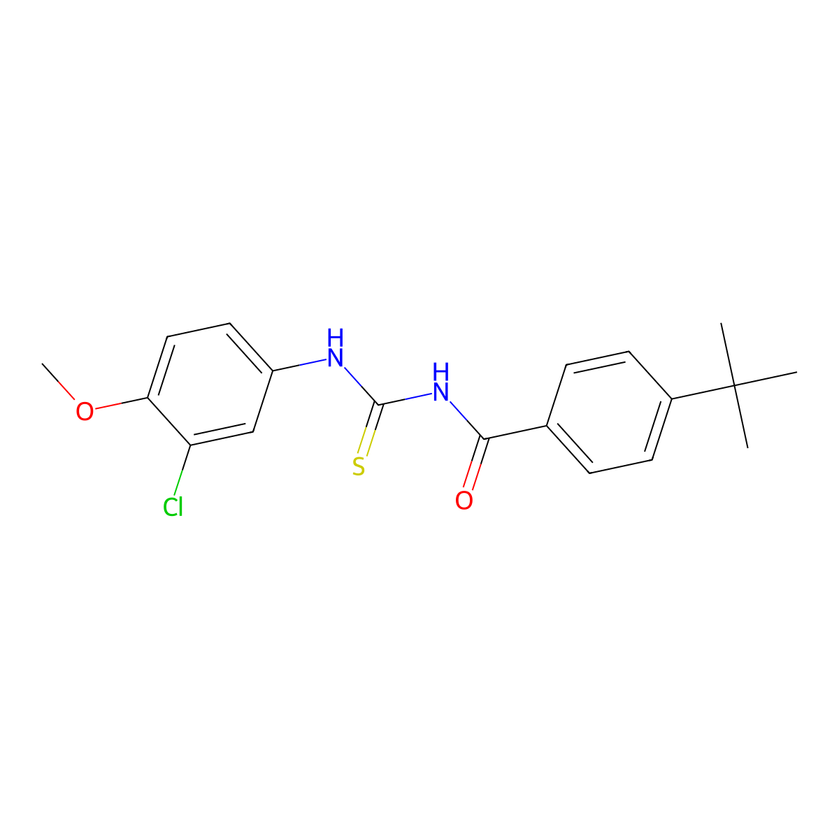 4-tert-butyl-N-[(3-chloro-4-methoxyphenyl)carbamothioyl]benzamide molecular structure, CAS 364744-53-6