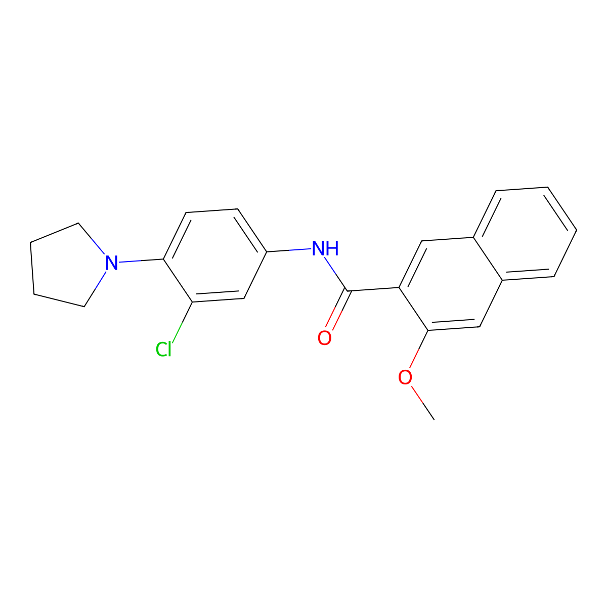 N-(3-chloro-4-pyrrolidin-1-ylphenyl)-3-methoxynaphthalene-2-carboxamide molecular structure, CAS 364744-91-2