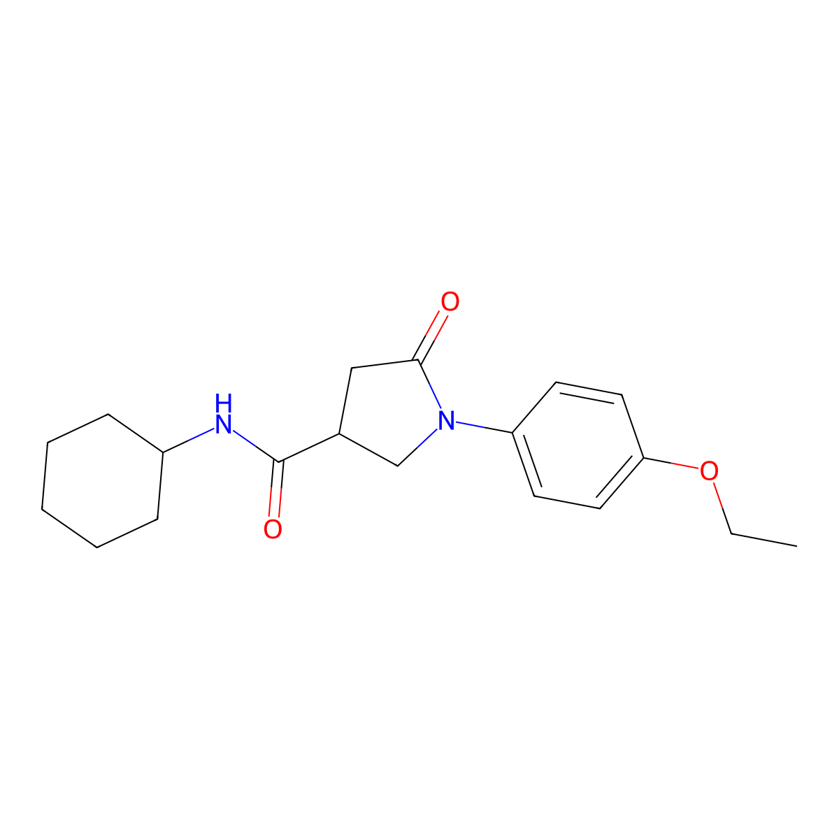 N-cyclohexyl-1-(4-ethoxyphenyl)-5-oxopyrrolidine-3-carboxamide molecular structure, CAS 364744-95-6