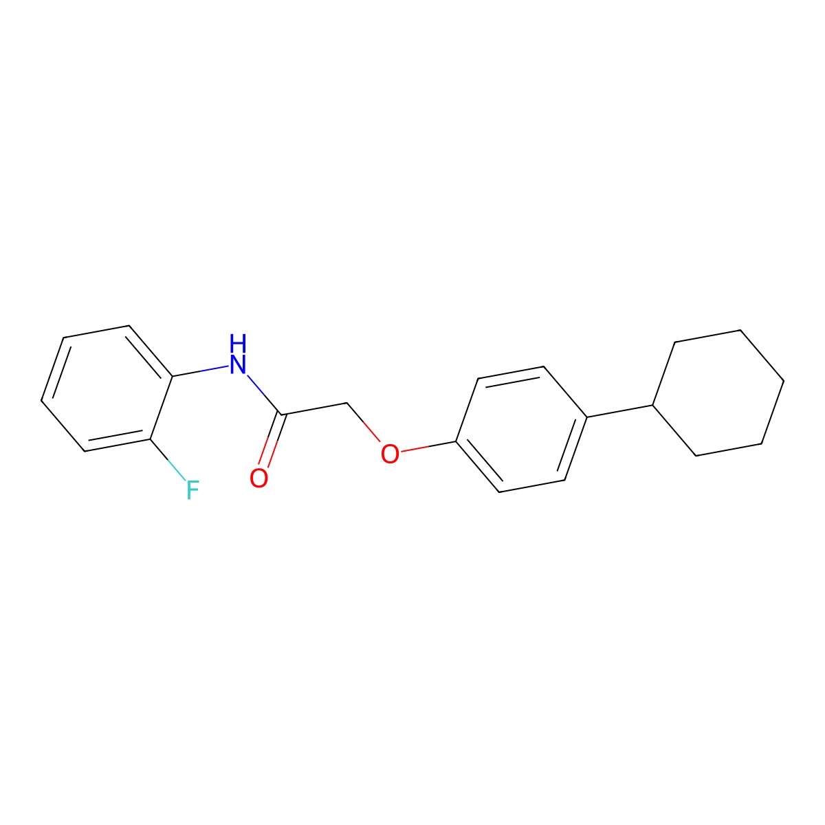 2-(4-cyclohexylphenoxy)-N-(2-fluorophenyl)acetamide molecular structure, CAS 364744-97-8