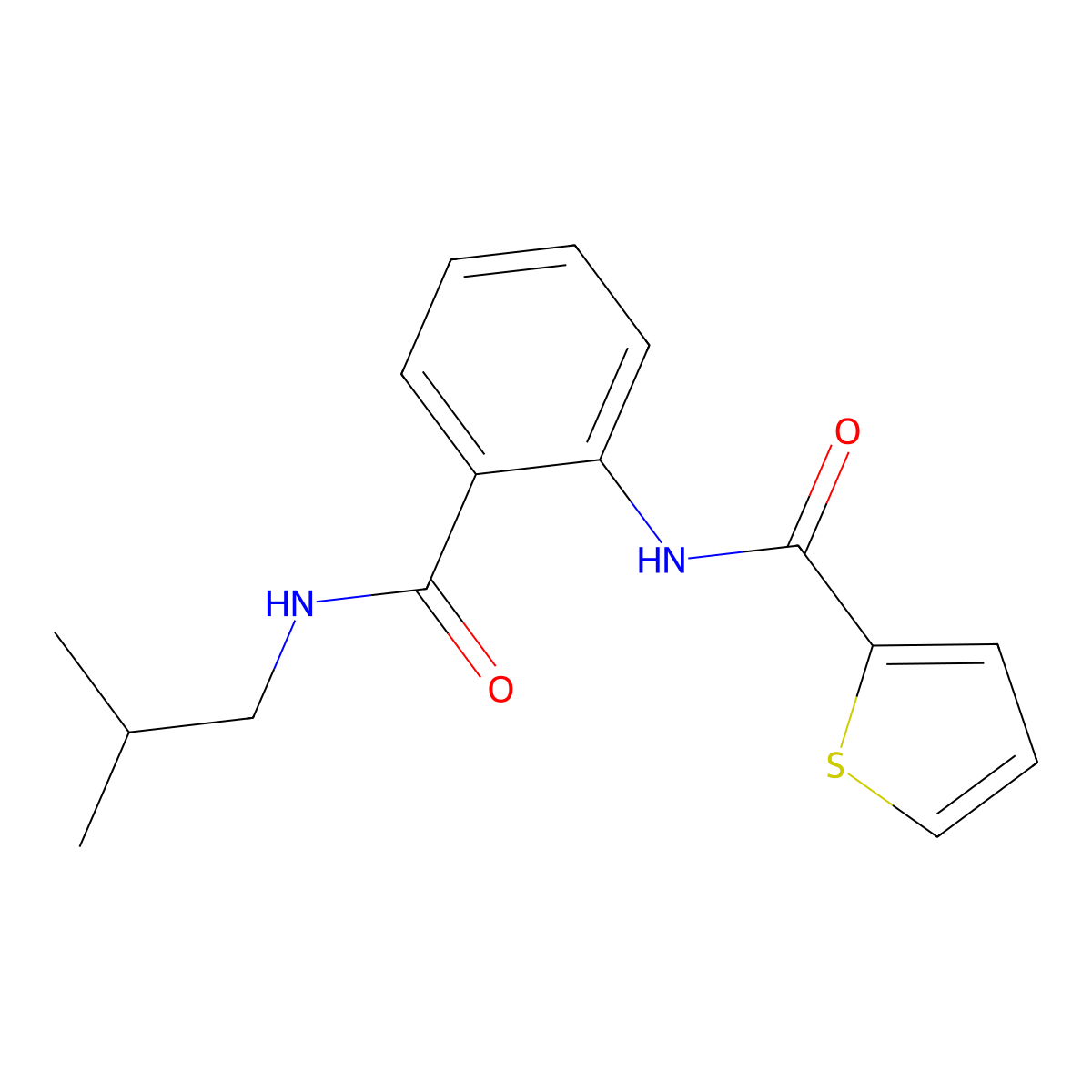 N-[2-(2-methylpropylcarbamoyl)phenyl]thiophene-2-carboxamide molecular structure, CAS 364744-98-9