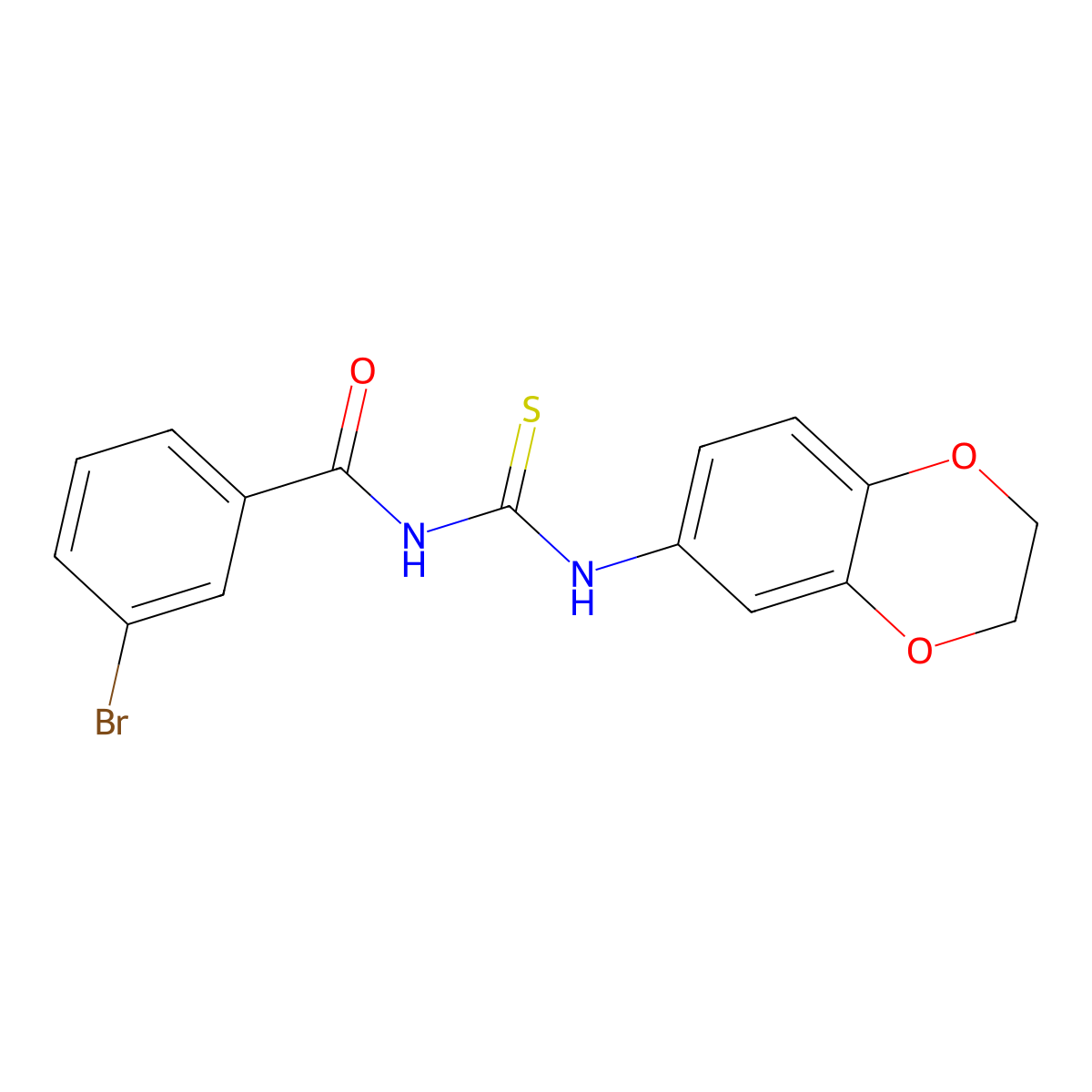 3-bromo-N-(2,3-dihydro-1,4-benzodioxin-6-ylcarbamothioyl)benzamide molecular structure, CAS 364745-15-3