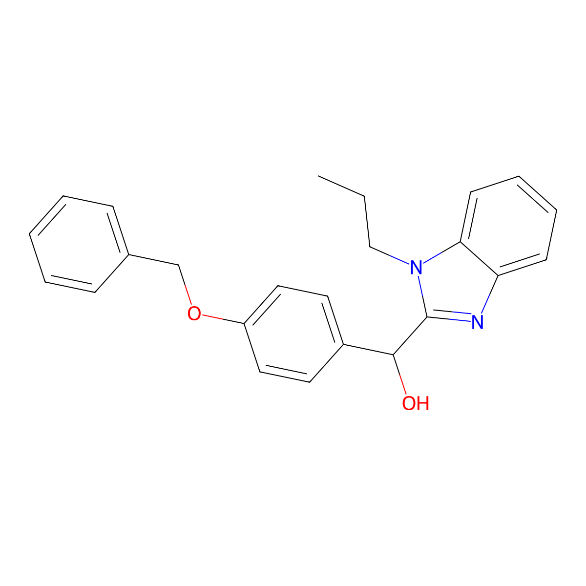 (4-Phenylmethoxyphenyl)-(1-propylbenzimidazol-2-yl)methanol molecular structure, CAS 364745-19-7