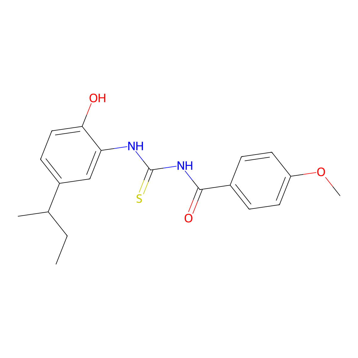 N-{[5-(butan-2-yl)-2-hydroxyphenyl]carbamothioyl}-4-methoxybenzamide molecular structure, CAS 364745-35-7