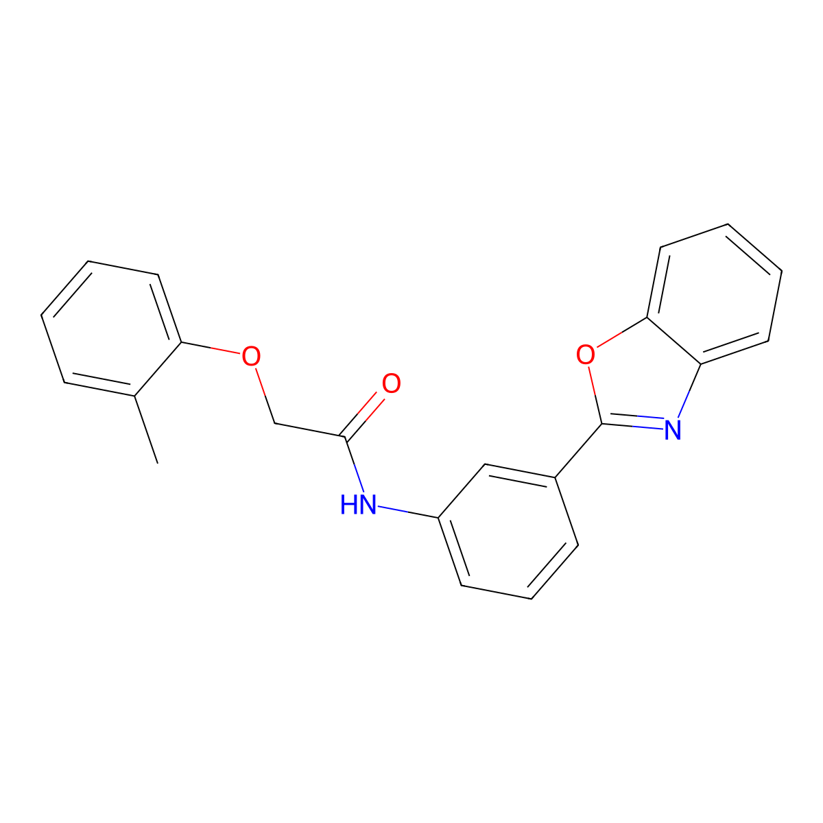 N-[3-(1,3-benzoxazol-2-yl)phenyl]-2-(2-methylphenoxy)acetamide molecular structure, CAS 364745-59-5