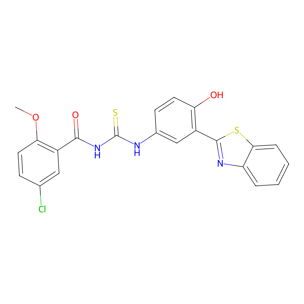 N-{[3-(1,3-benzothiazol-2-yl)-4-hydroxyphenyl]carbamothioyl}-5-chloro-2-methoxybenzamide molecular structure, CAS 364745-76-6