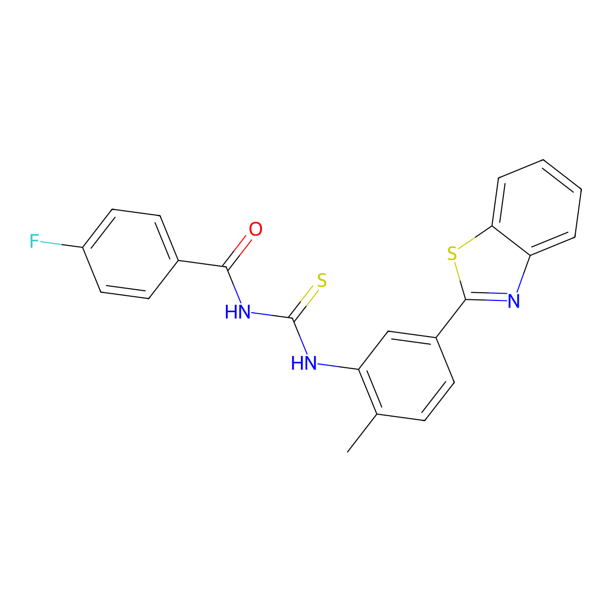 N-[[5-(1,3-benzothiazol-2-yl)-2-methylphenyl]carbamothioyl]-4-fluorobenzamide molecular structure, CAS 364745-86-8