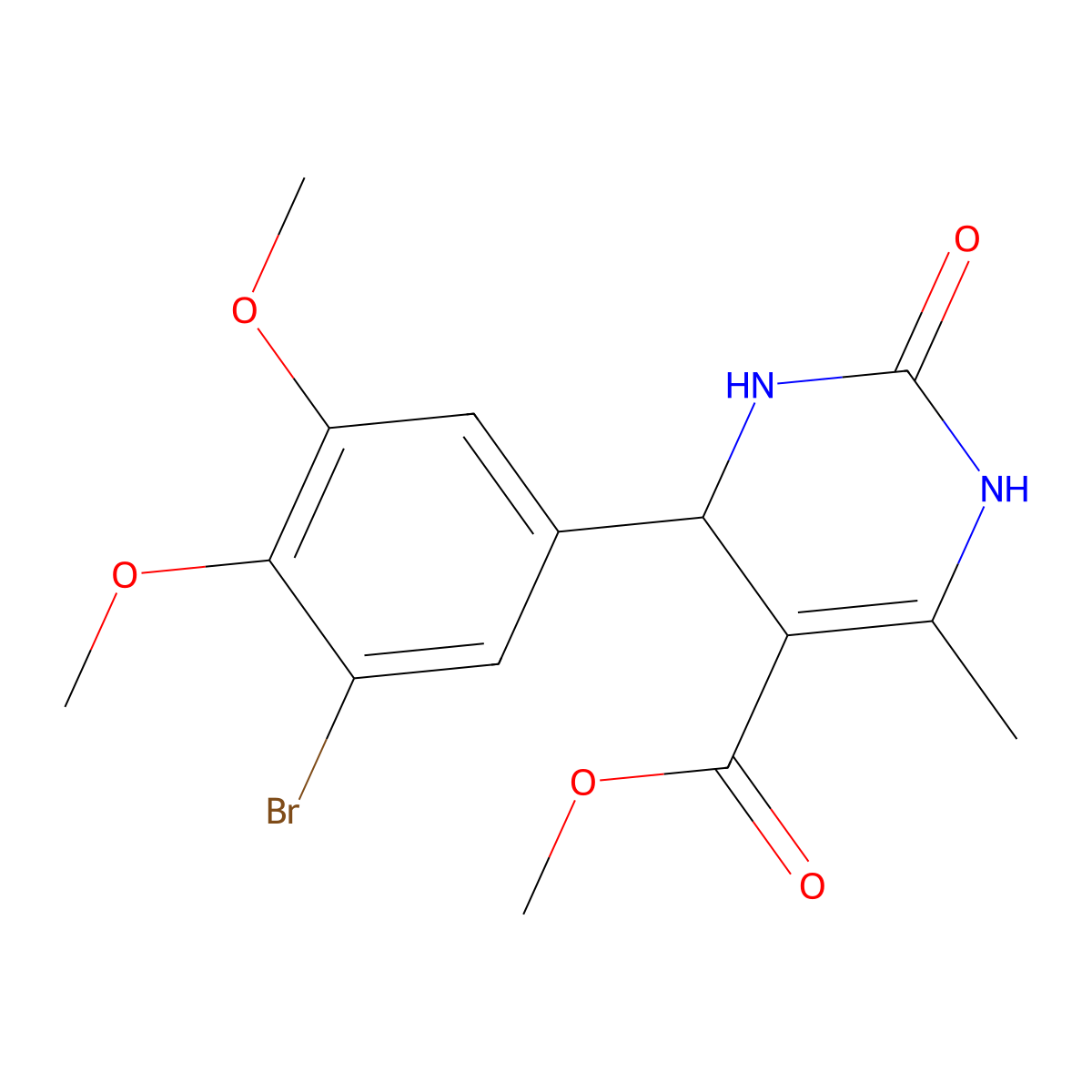 Methyl 4-(3-bromo-4,5-dimethoxyphenyl)-6-methyl-2-oxo-1,2,3,4-tetrahydropyrimidine-5-carboxylate molecular structure, CAS 364745-91-5