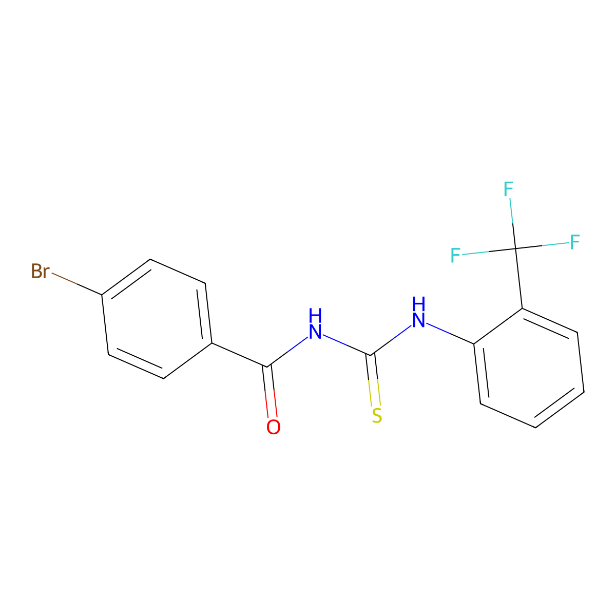 4-bromo-N-{[2-(trifluoromethyl)phenyl]carbamothioyl}benzamide molecular structure, CAS 364745-93-7