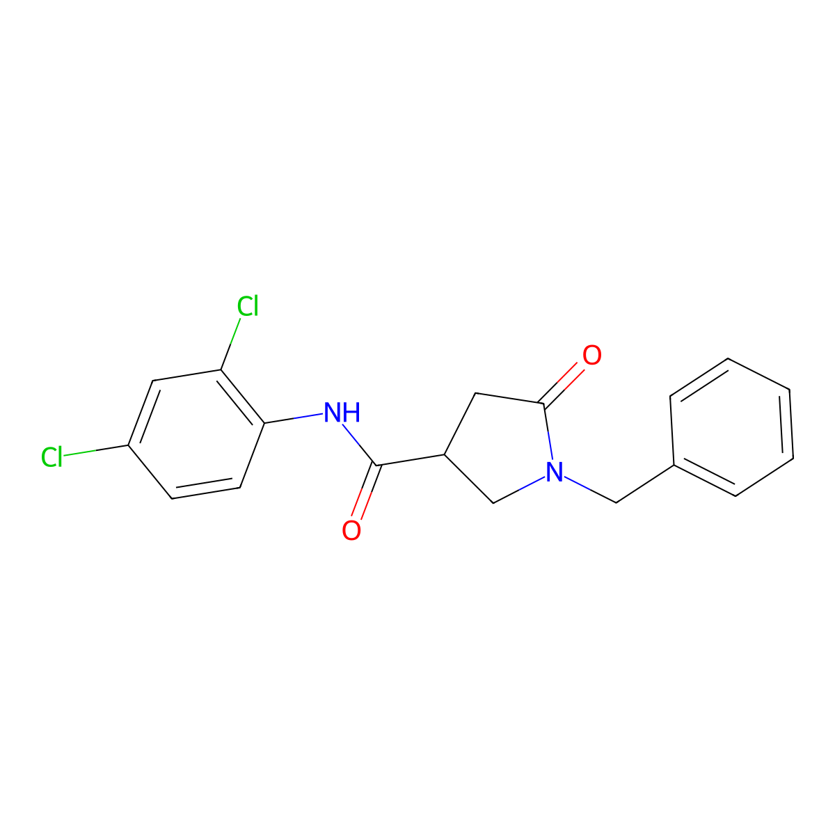 1-benzyl-N-(2,4-dichlorophenyl)-5-oxopyrrolidine-3-carboxamide molecular structure, CAS 364746-03-2