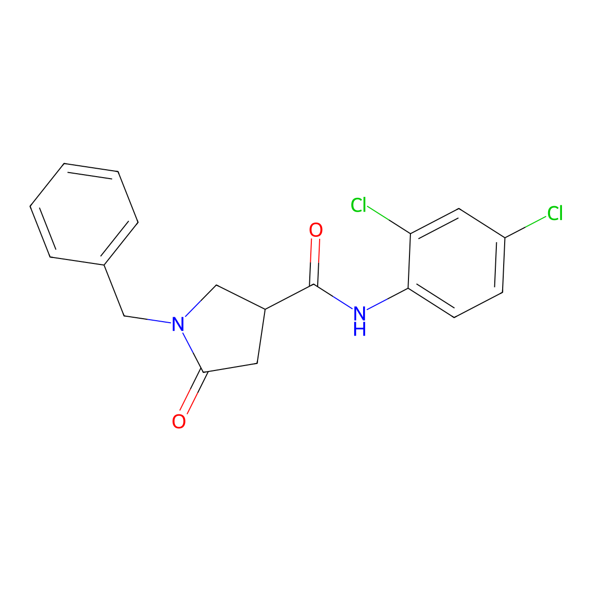 1-benzyl-N-(2,4-dichlorophenyl)-5-oxopyrrolidine-3-carboxamide molecular structure, CAS 364746-03-2