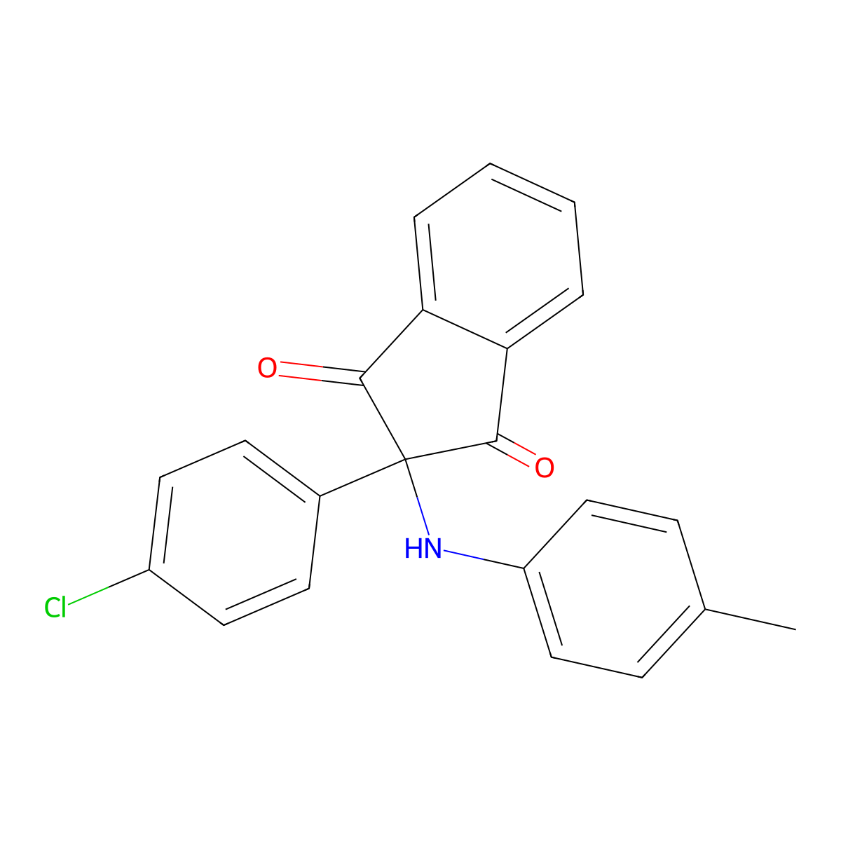 2-(4-Chlorophenyl)-2-(4-methylanilino)indene-1,3-dione molecular structure, CAS 364746-26-9