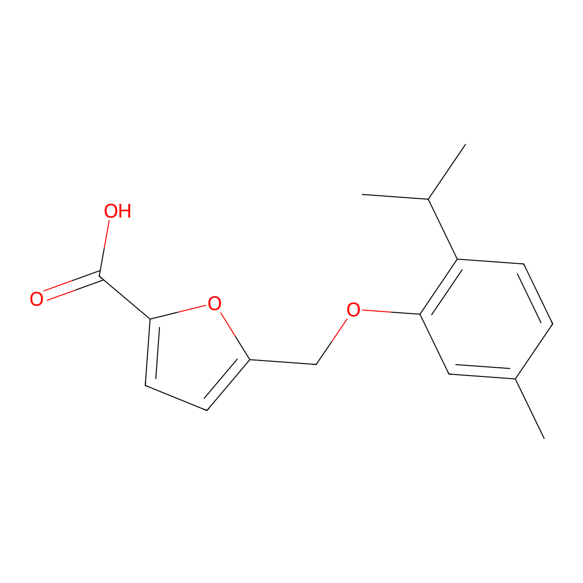 5-(2-Isopropyl-5-methyl-phenoxymethyl)-furan-2-carboxylic acid molecular structure, CAS 364746-27-0