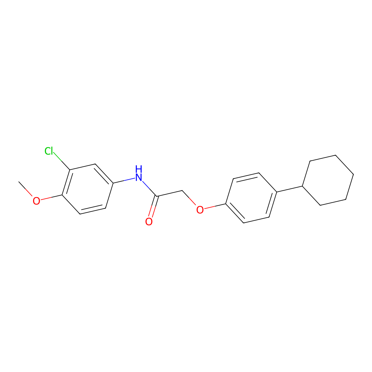 N-(3-chloro-4-methoxyphenyl)-2-(4-cyclohexylphenoxy)acetamide molecular structure, CAS 364746-42-9