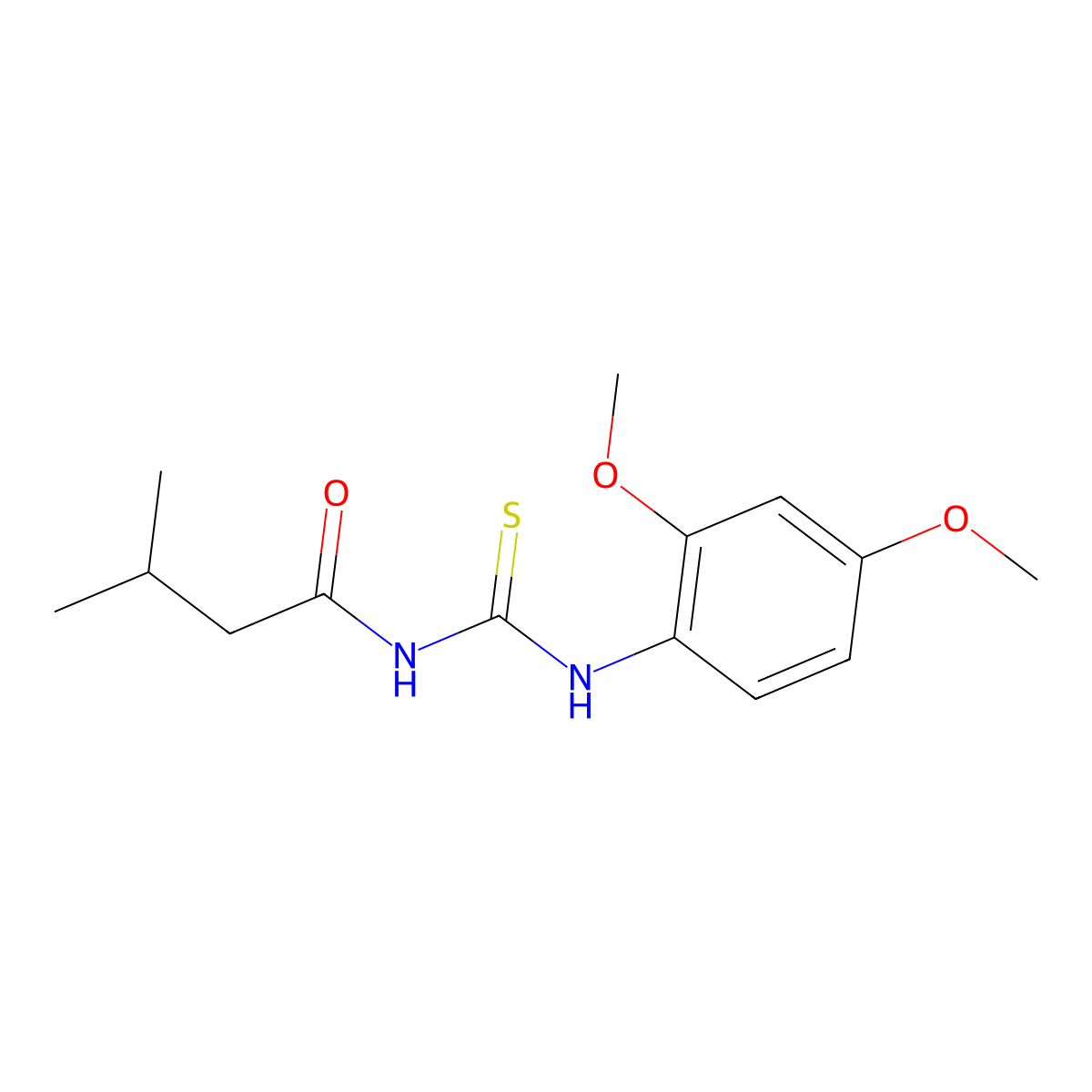 N-[(2,4-dimethoxyphenyl)carbamothioyl]-3-methylbutanamide molecular structure, CAS 364746-48-5