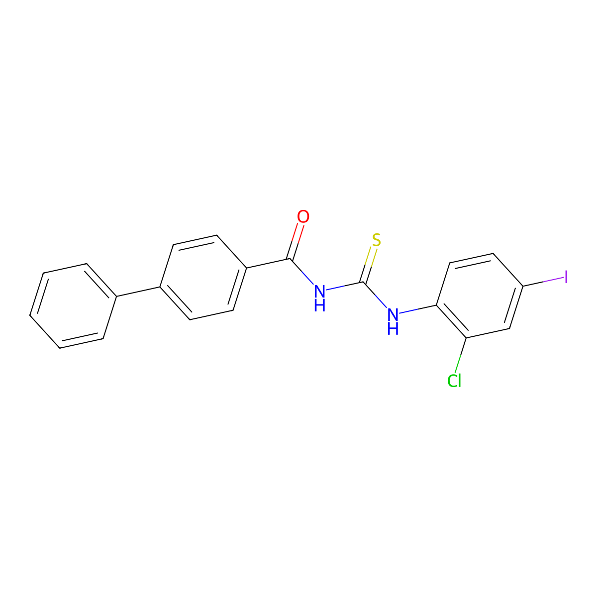 N-[(2-chloro-4-iodophenyl)carbamothioyl]-4-phenylbenzamide molecular structure, CAS 364746-88-3