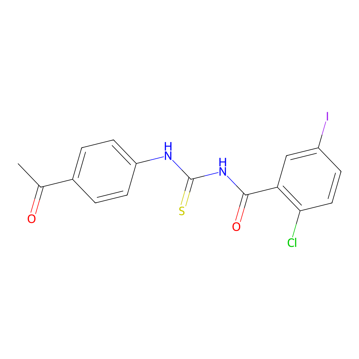 N-[(4-acetylphenyl)carbamothioyl]-2-chloro-5-iodobenzamide molecular structure, CAS 364747-57-9