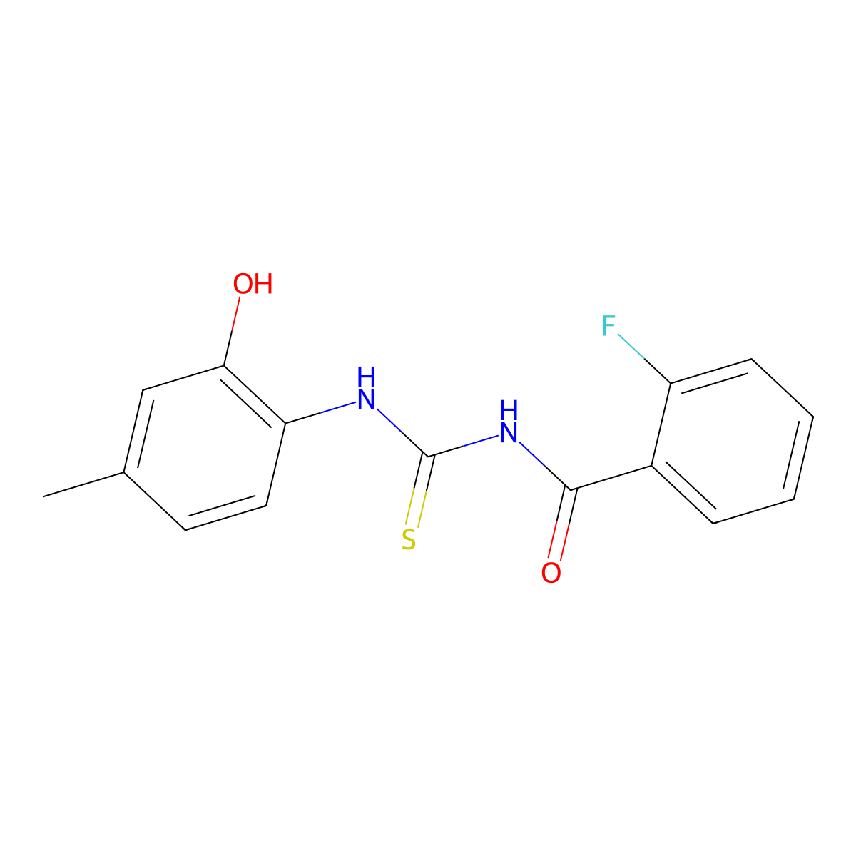 2-fluoro-N-[(2-hydroxy-4-methylphenyl)carbamothioyl]benzamide molecular structure, CAS 364747-62-6