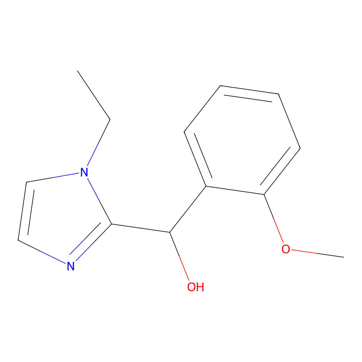 (1-ethyl-1H-imidazol-2-yl)(2-methoxyphenyl)methanol molecular structure, CAS 364747-70-6