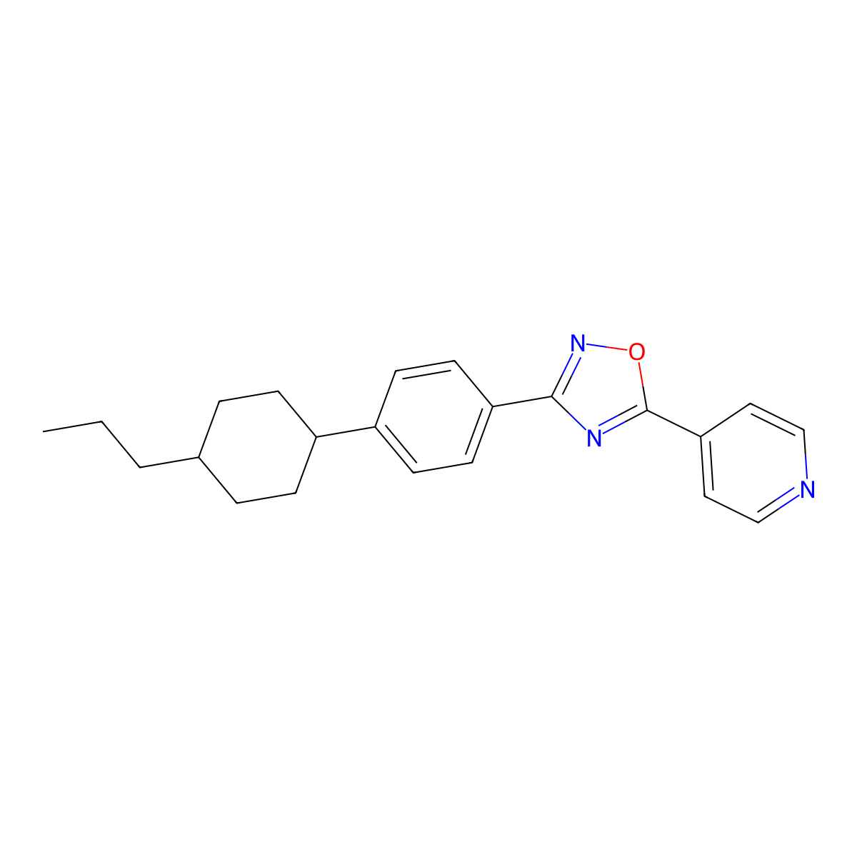 3-[4-(4-Propylcyclohexyl)phenyl]-5-pyridin-4-yl-1,2,4-oxadiazole molecular structure, CAS 364747-76-2