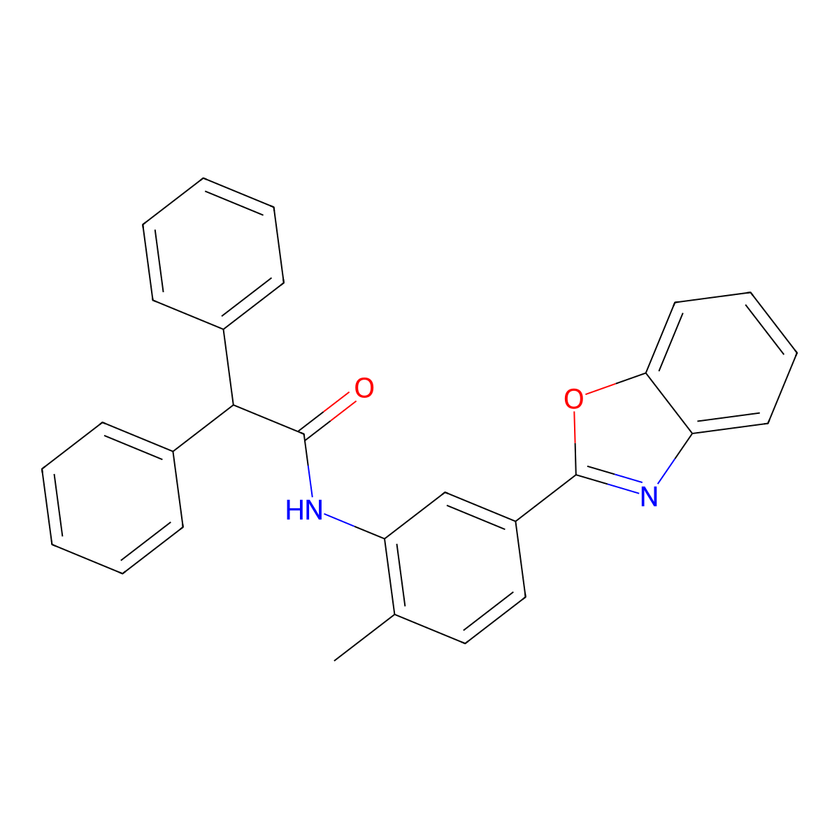 N-[5-(1,3-benzoxazol-2-yl)-2-methylphenyl]-2,2-diphenylacetamide molecular structure, CAS 364747-80-8