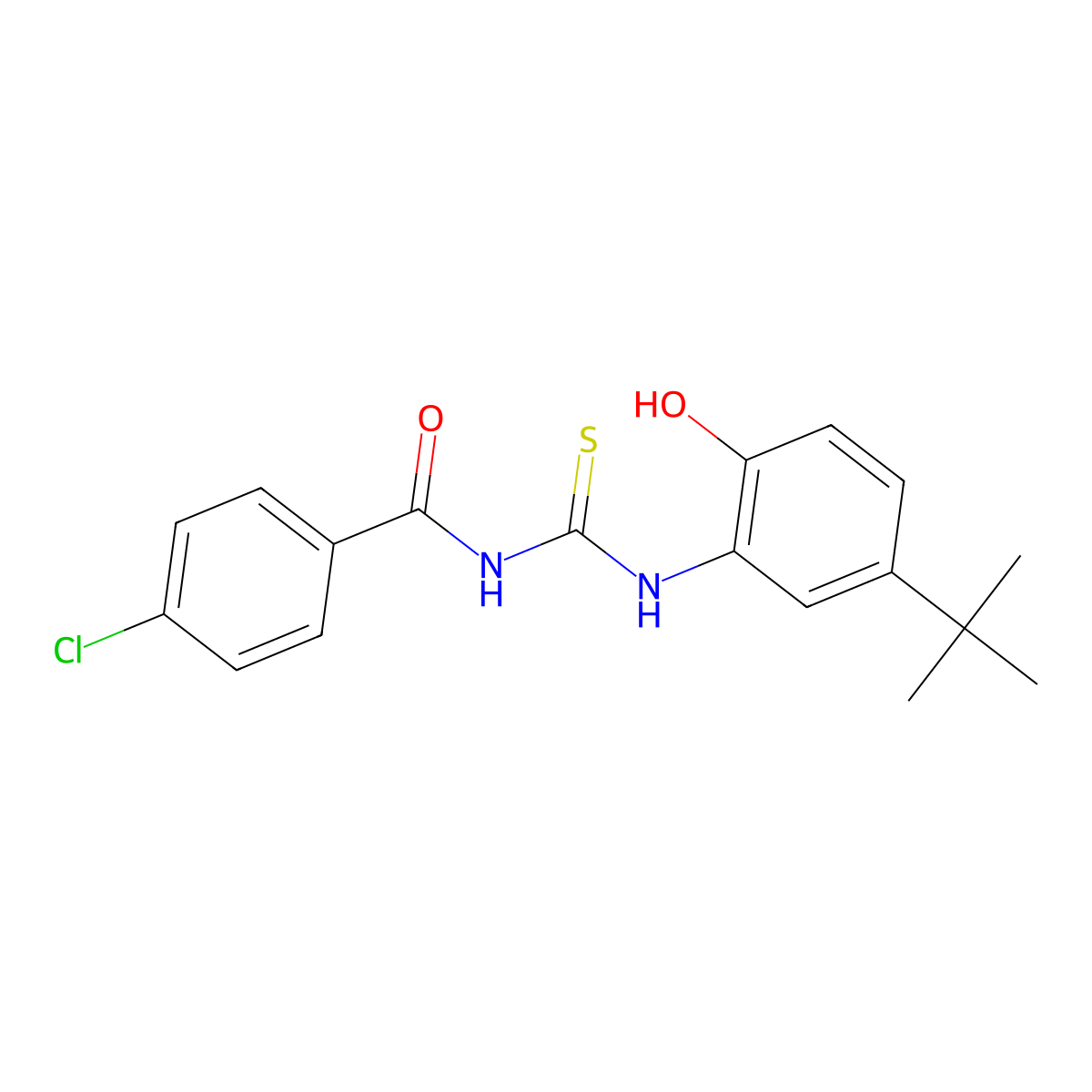 N-[(5-tert-butyl-2-hydroxyphenyl)carbamothioyl]-4-chlorobenzamide molecular structure, CAS 364747-81-9