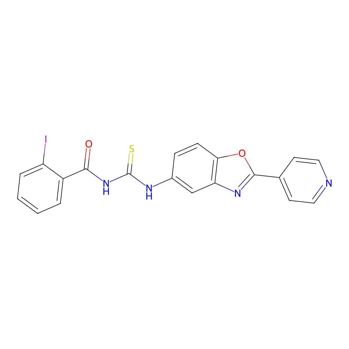2-iodo-N-[(2-pyridin-4-yl-1,3-benzoxazol-5-yl)carbamothioyl]benzamide molecular structure, CAS 364747-84-2