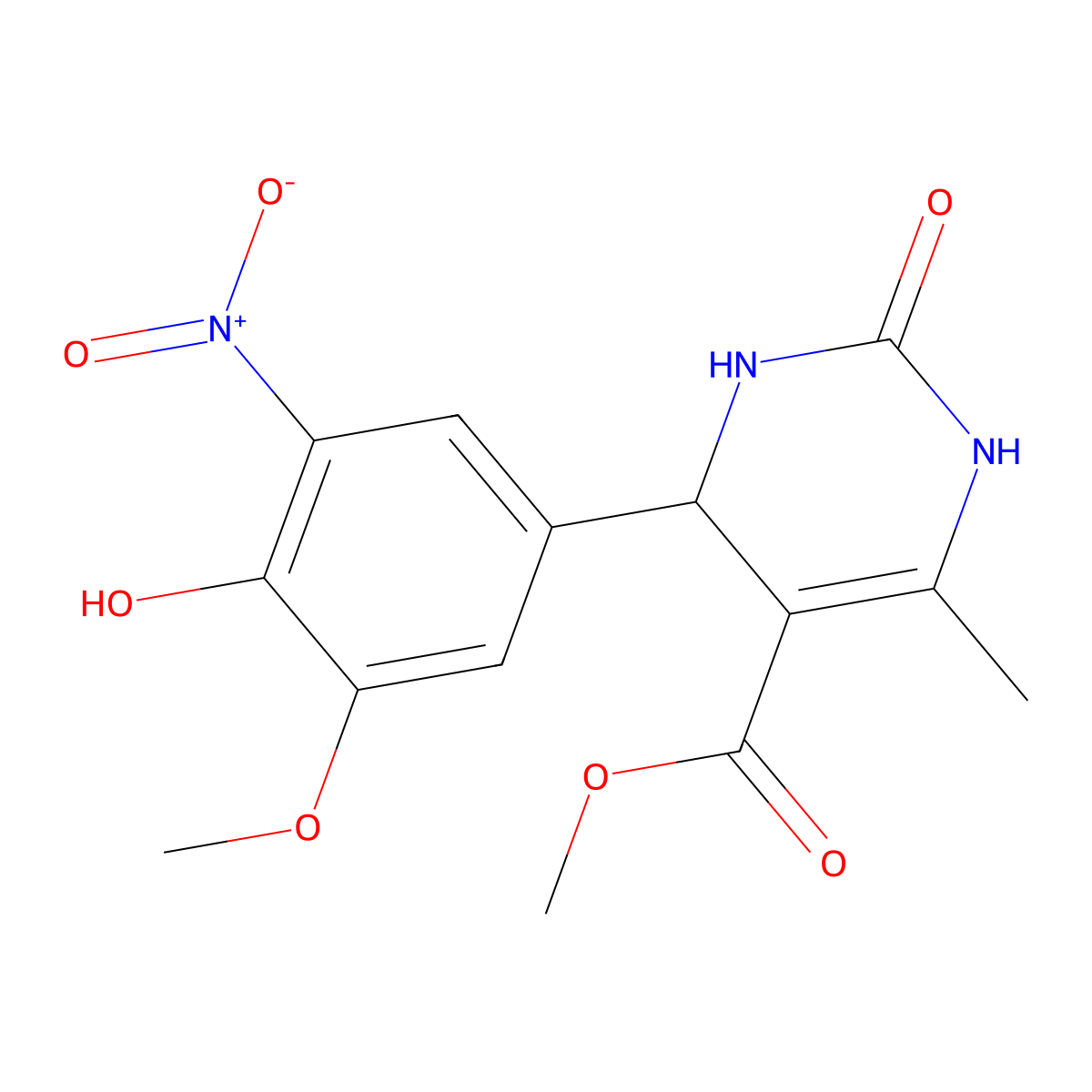 Methyl 4-(4-hydroxy-3-methoxy-5-nitrophenyl)-6-methyl-2-oxo-1,2,3,4-tetrahydropyrimidine-5-carboxylate molecular structure, CAS 364747-95-5