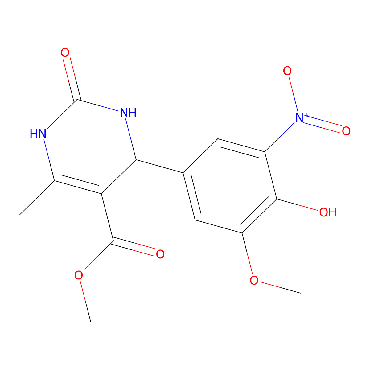 Methyl 4-(4-hydroxy-3-methoxy-5-nitrophenyl)-6-methyl-2-oxo-1,2,3,4-tetrahydropyrimidine-5-carboxylate molecular structure, CAS 364747-95-5