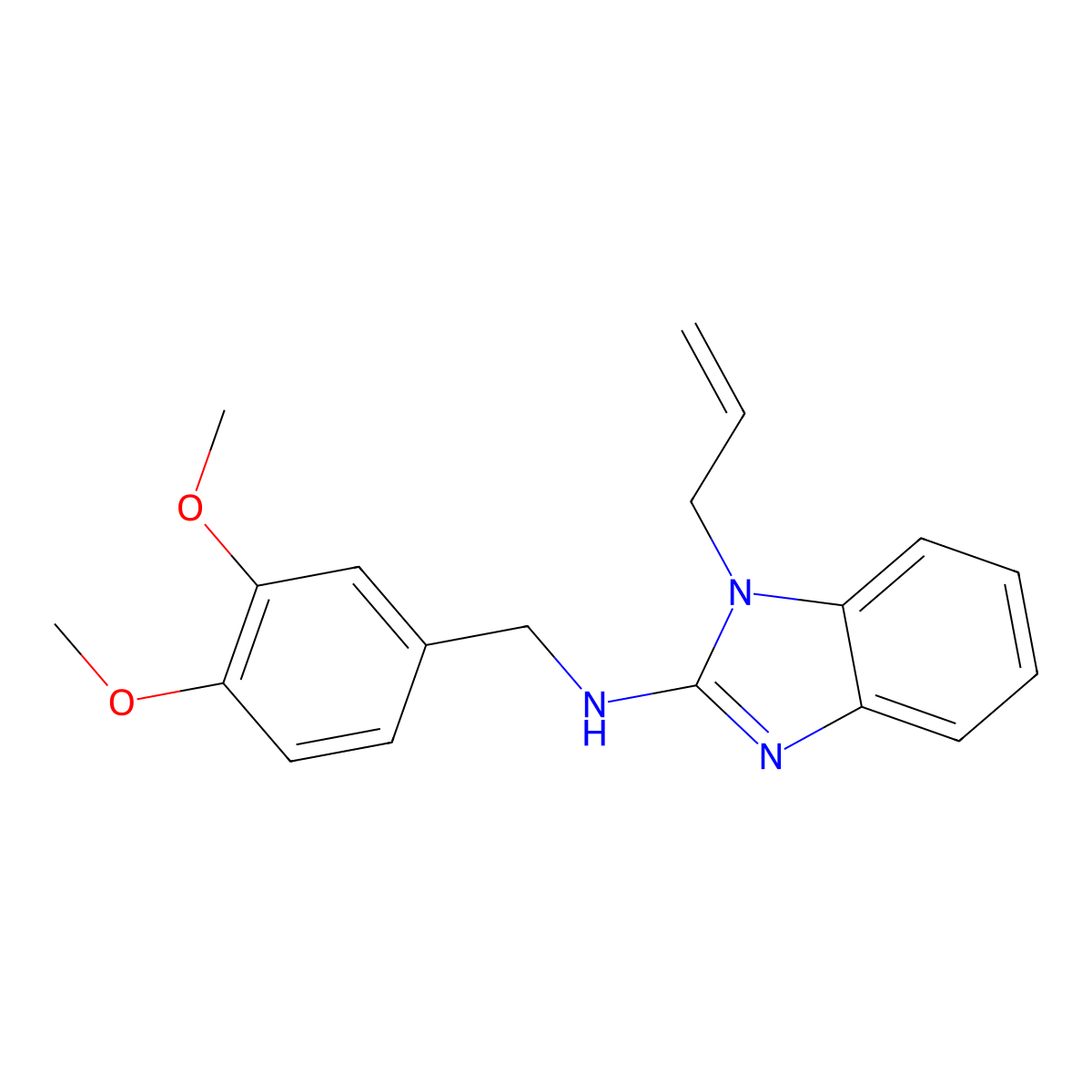 N-[(3,4-dimethoxyphenyl)methyl]-1-prop-2-enylbenzimidazol-2-amine molecular structure, CAS 364748-10-7
