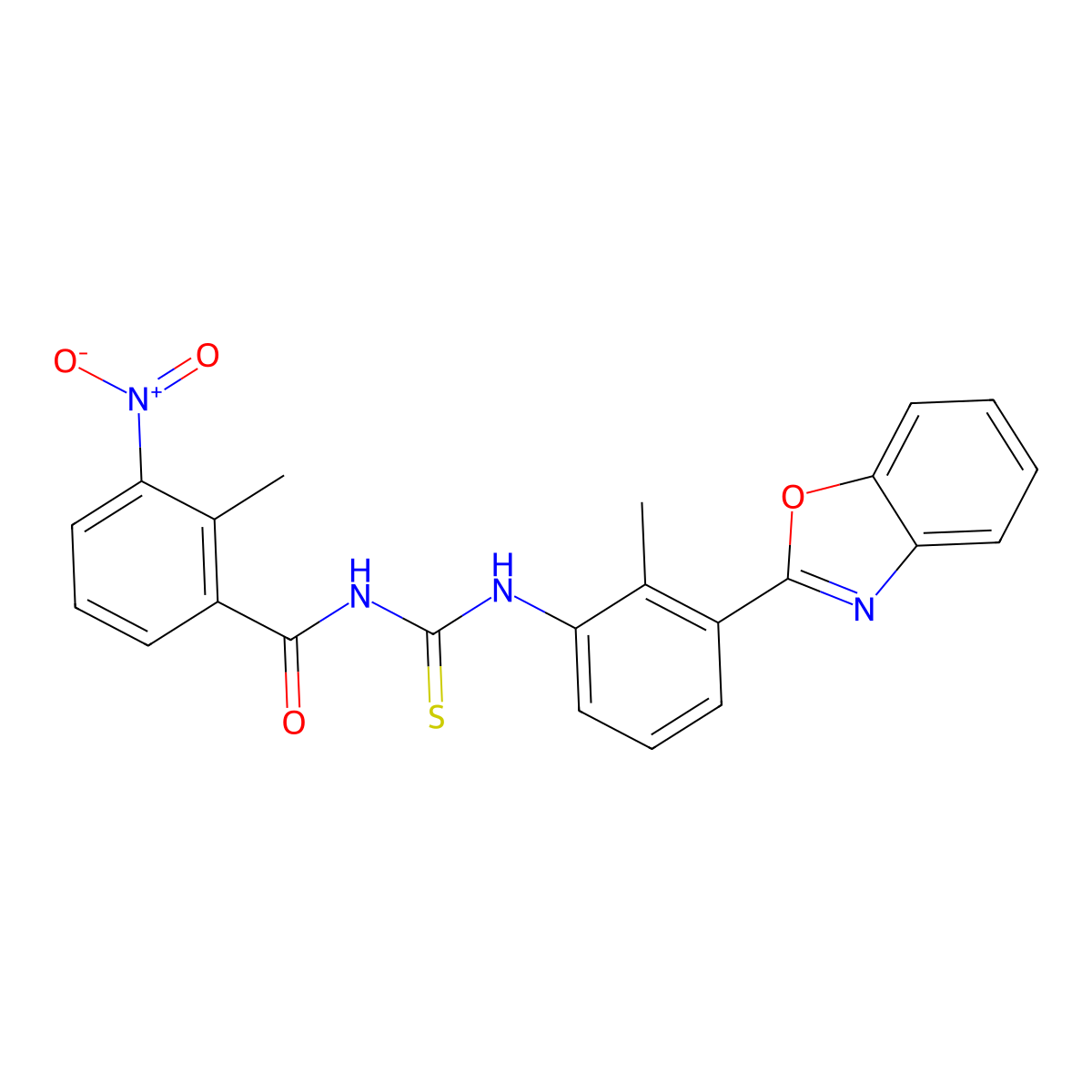 N-[[3-(1,3-benzoxazol-2-yl)-2-methylphenyl]carbamothioyl]-2-methyl-3-nitrobenzamide molecular structure, CAS 364748-14-1