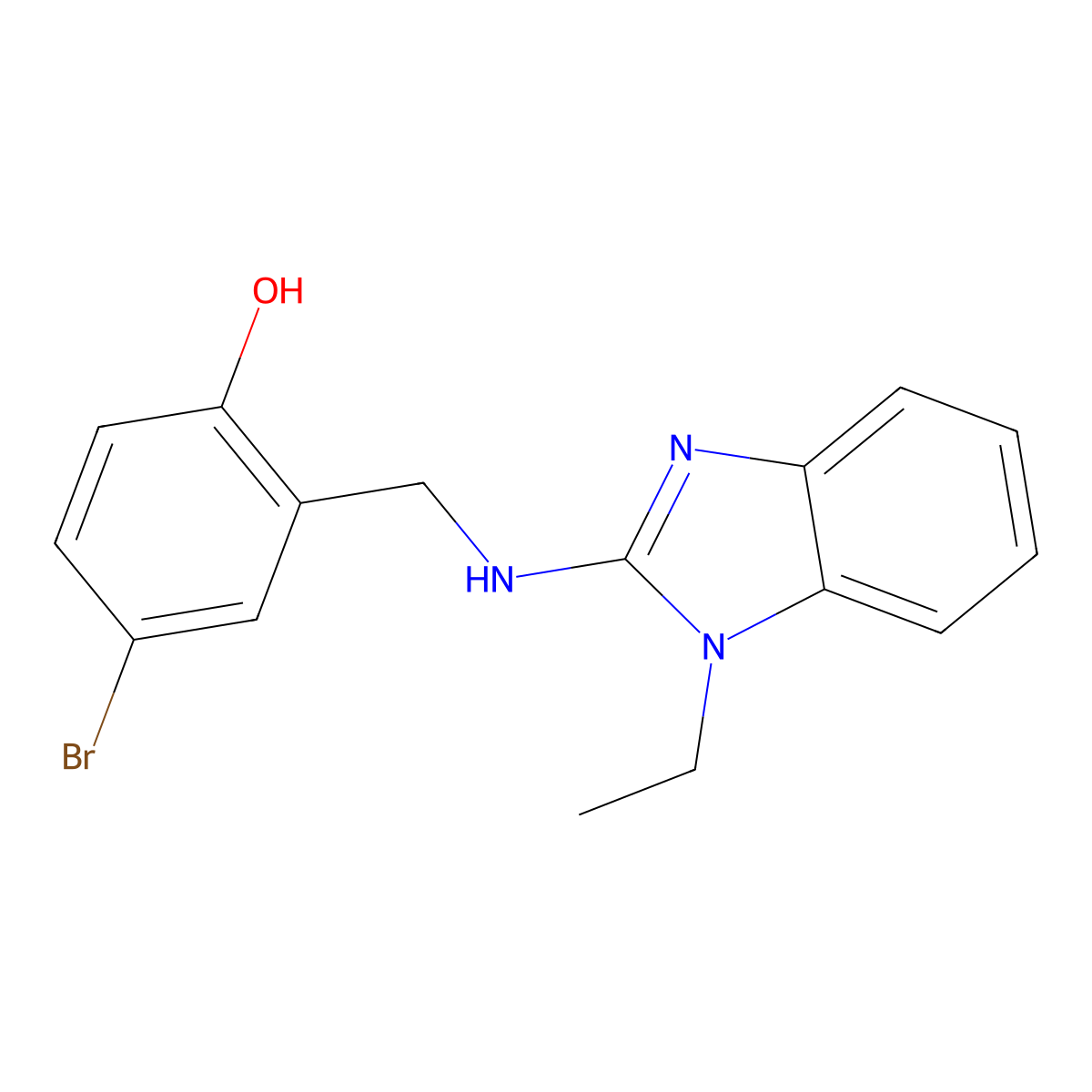 4-bromo-2-{[(1-ethyl-1H-benzimidazol-2-yl)amino]methyl}phenol molecular structure, CAS 364748-24-3