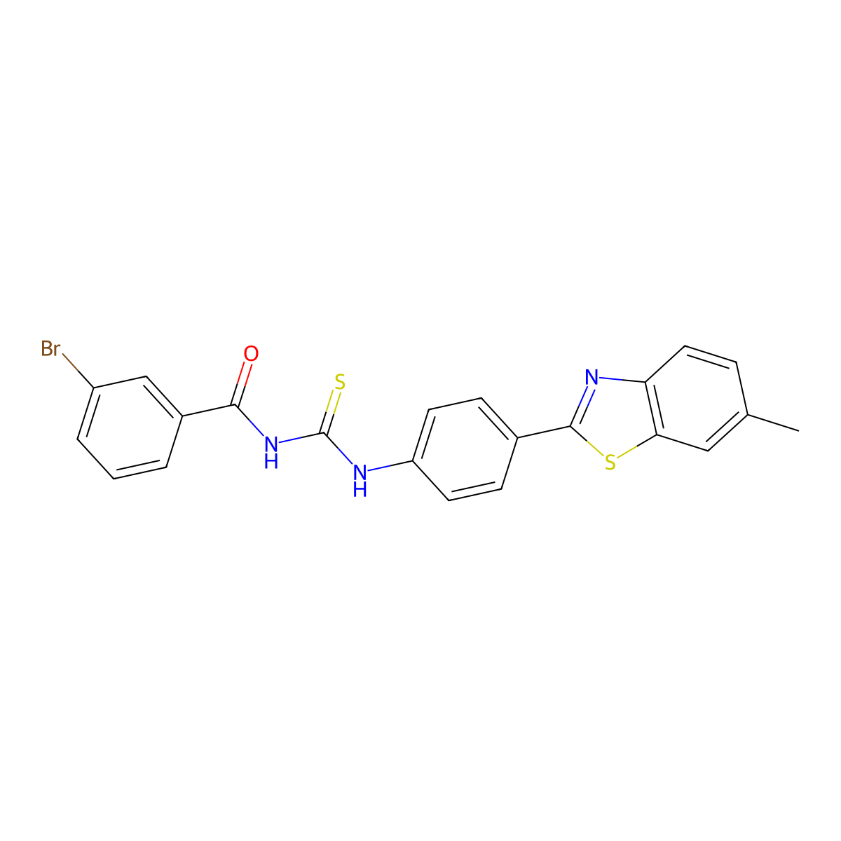 3-bromo-N-[[4-(6-methyl-1,3-benzothiazol-2-yl)phenyl]carbamothioyl]benzamide molecular structure, CAS 364748-35-6