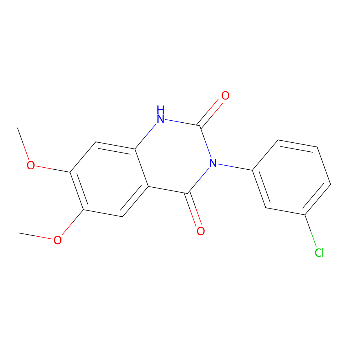 3-(3-chlorophenyl)-6,7-dimethoxyquinazoline-2,4(1H,3H)-dione molecular structure, CAS 364748-38-9