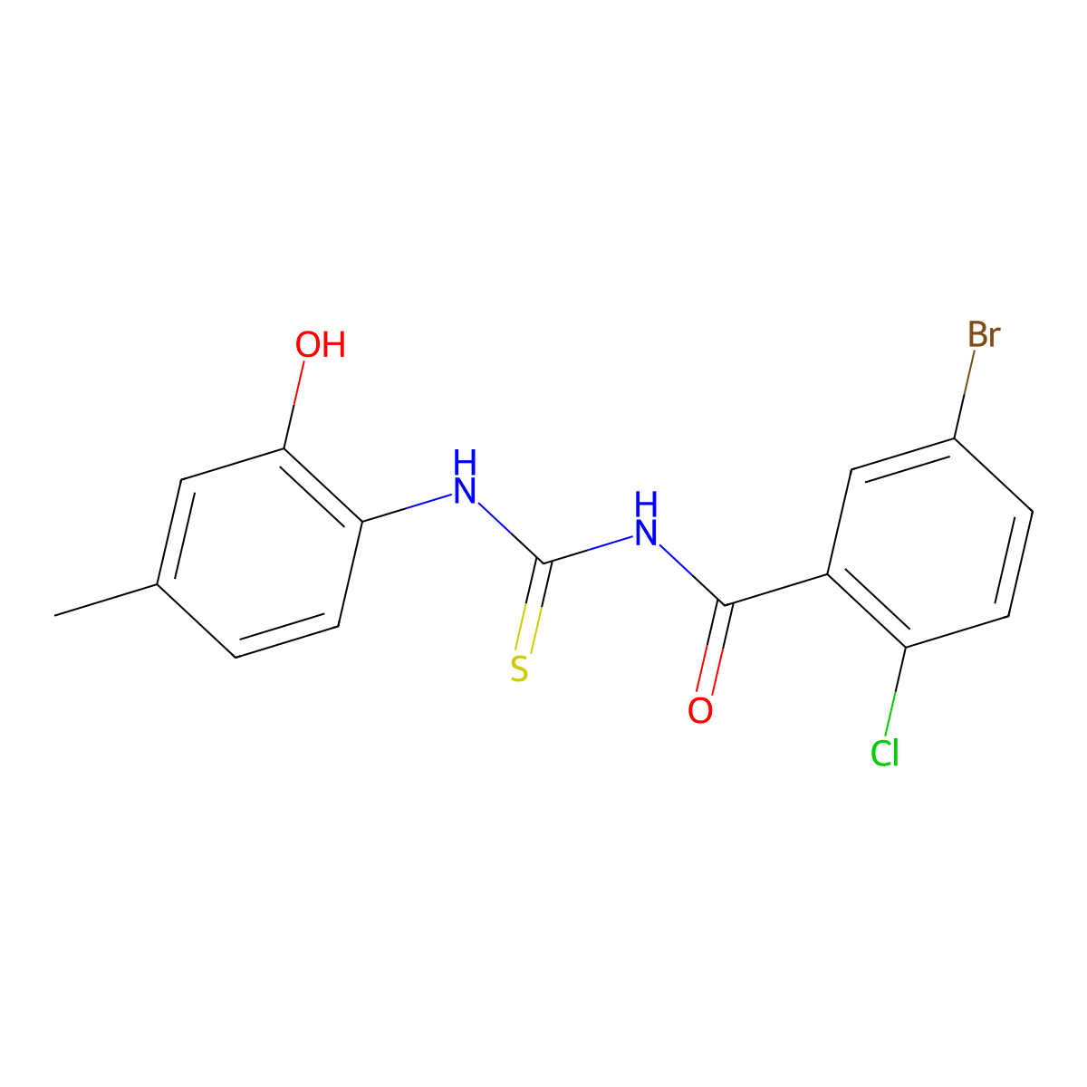 5-bromo-2-chloro-N-[(2-hydroxy-4-methylphenyl)carbamothioyl]benzamide molecular structure, CAS 364748-41-4