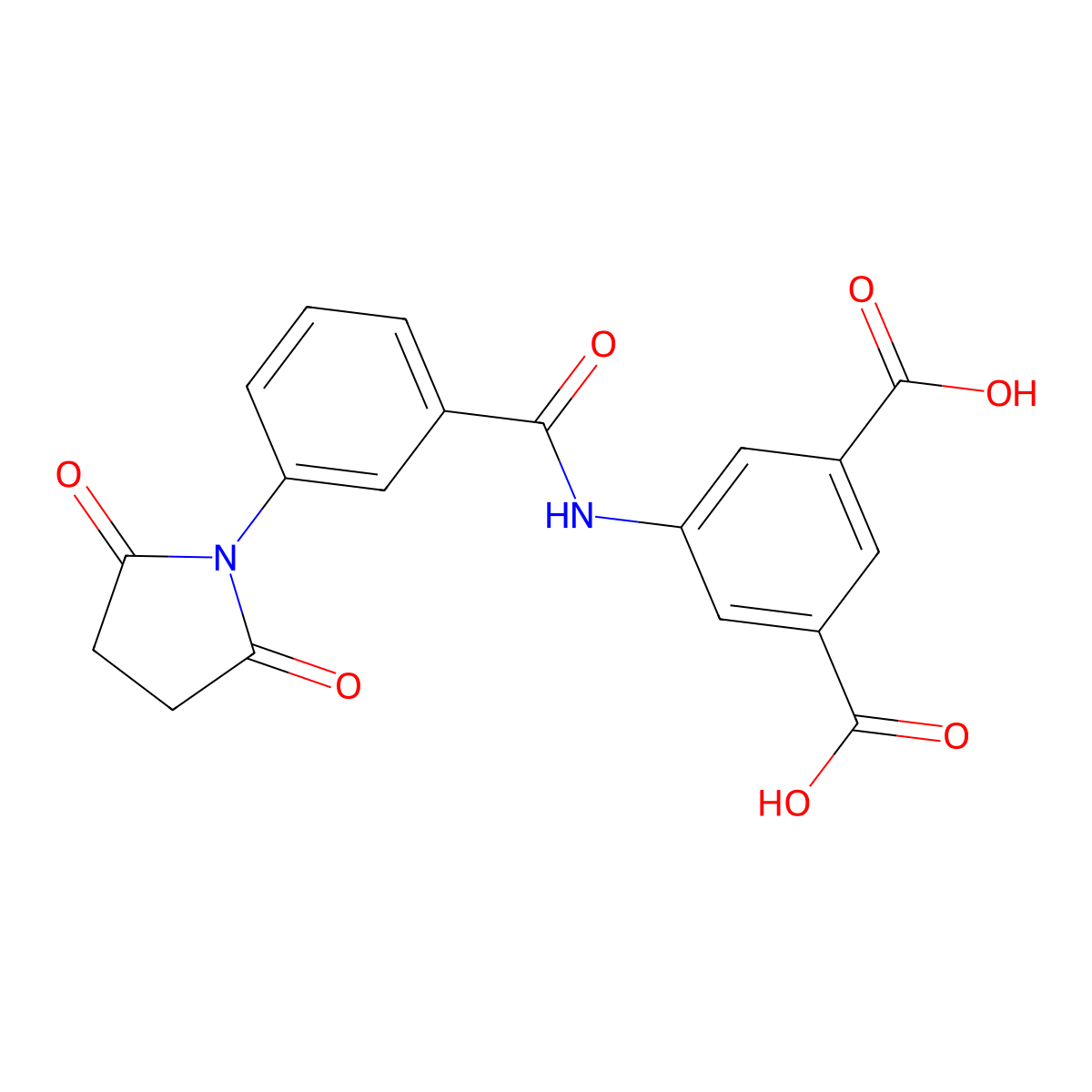 5-({[3-(2,5-Dioxopyrrolidin-1-yl)phenyl]carbonyl}amino)benzene-1,3-dicarboxylic acid molecular structure, CAS 364748-60-7