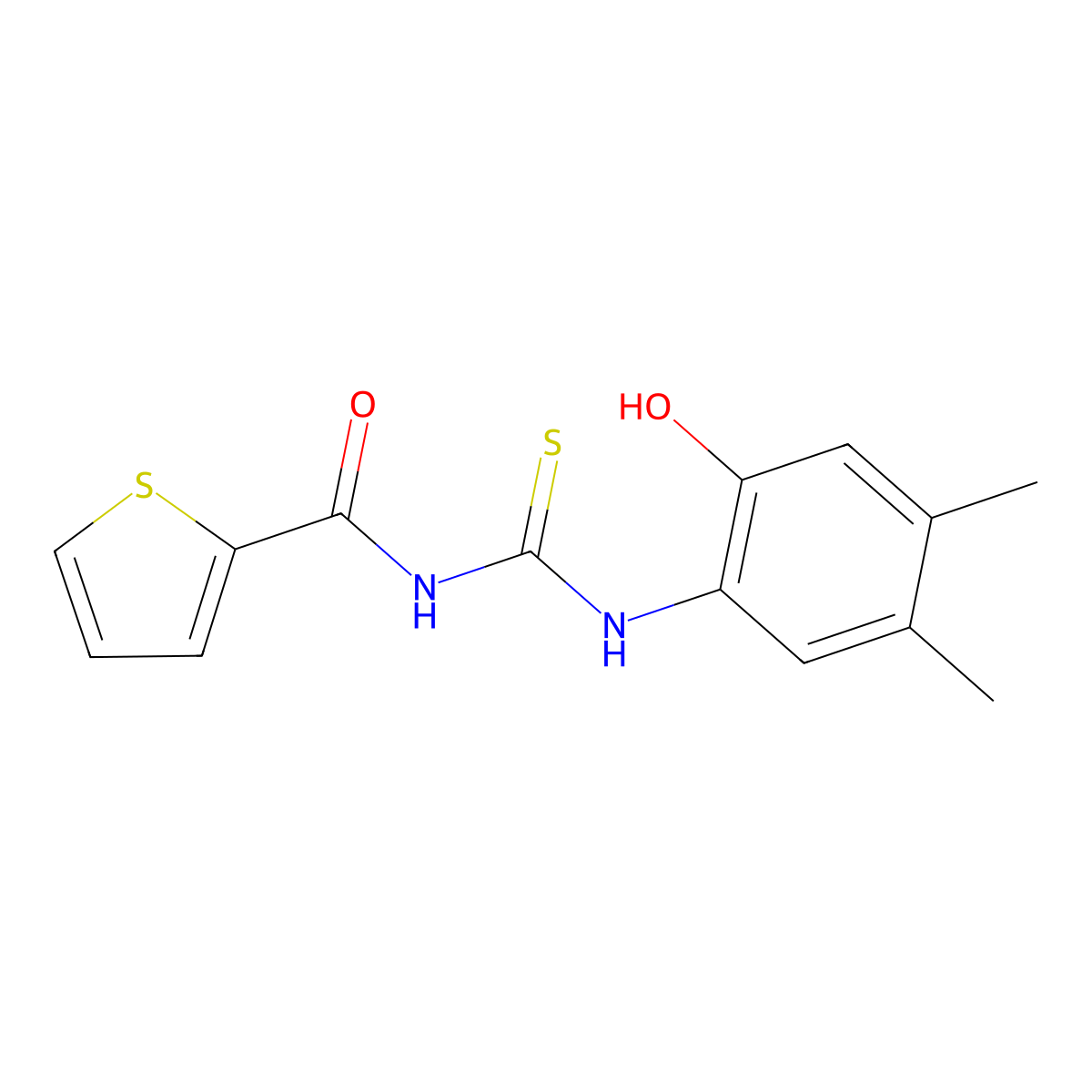 N-[(2-hydroxy-4,5-dimethylphenyl)carbamothioyl]thiophene-2-carboxamide molecular structure, CAS 364748-72-1