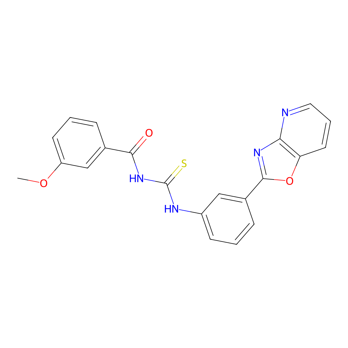 3-methoxy-N-[[3-([1,3]oxazolo[4,5-b]pyridin-2-yl)phenyl]carbamothioyl]benzamide molecular structure, CAS 364748-86-7