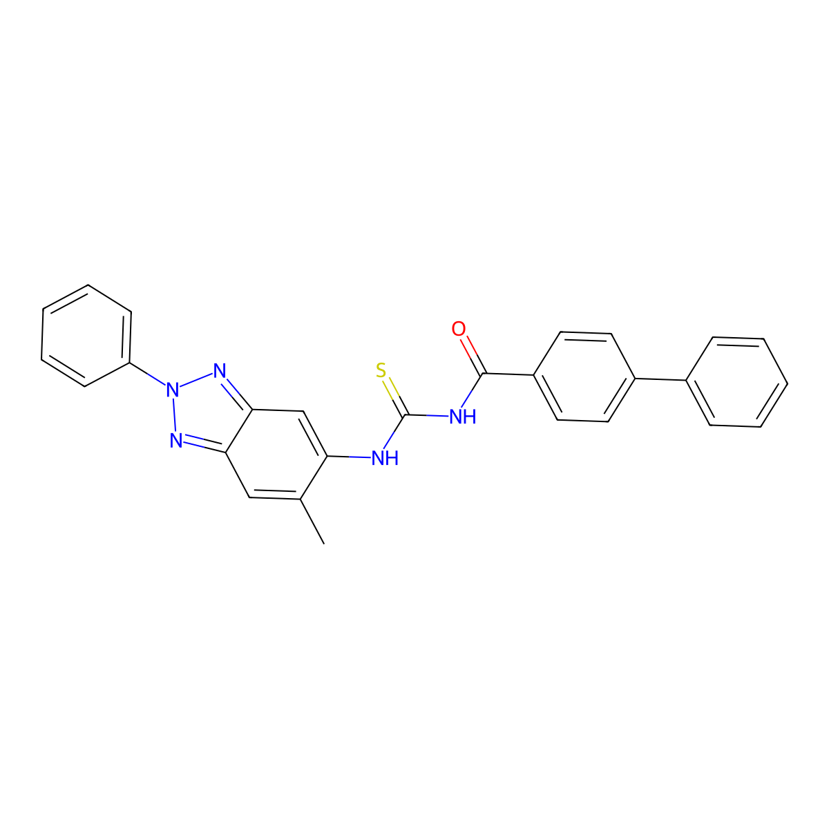 N-[(6-methyl-2-phenylbenzotriazol-5-yl)carbamothioyl]-4-phenylbenzamide molecular structure, CAS 364748-87-8