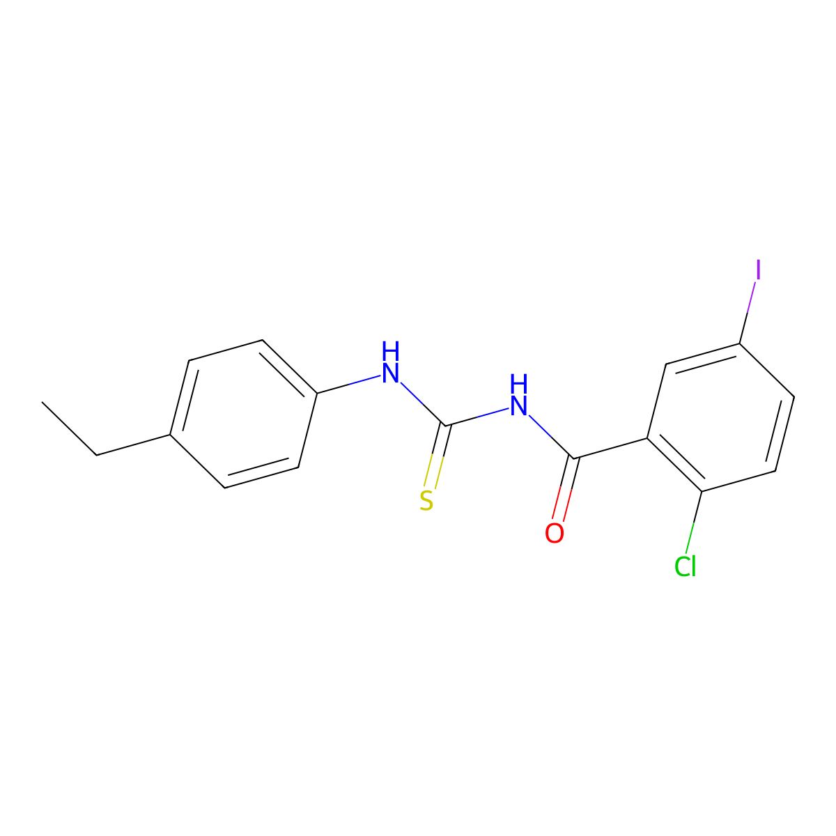 2-chloro-N-[(4-ethylphenyl)carbamothioyl]-5-iodobenzamide molecular structure, CAS 364748-94-7