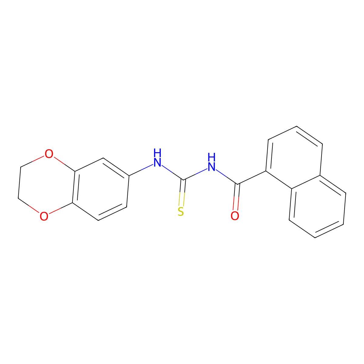 N-(2,3-dihydro-1,4-benzodioxin-6-ylcarbamothioyl)naphthalene-1-carboxamide molecular structure, CAS 364748-95-8