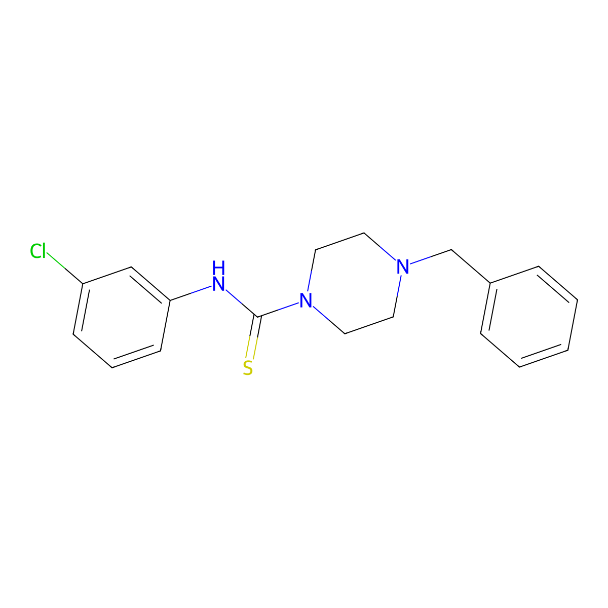 4-benzyl-N-(3-chlorophenyl)piperazine-1-carbothioamide molecular structure, CAS 364749-20-2