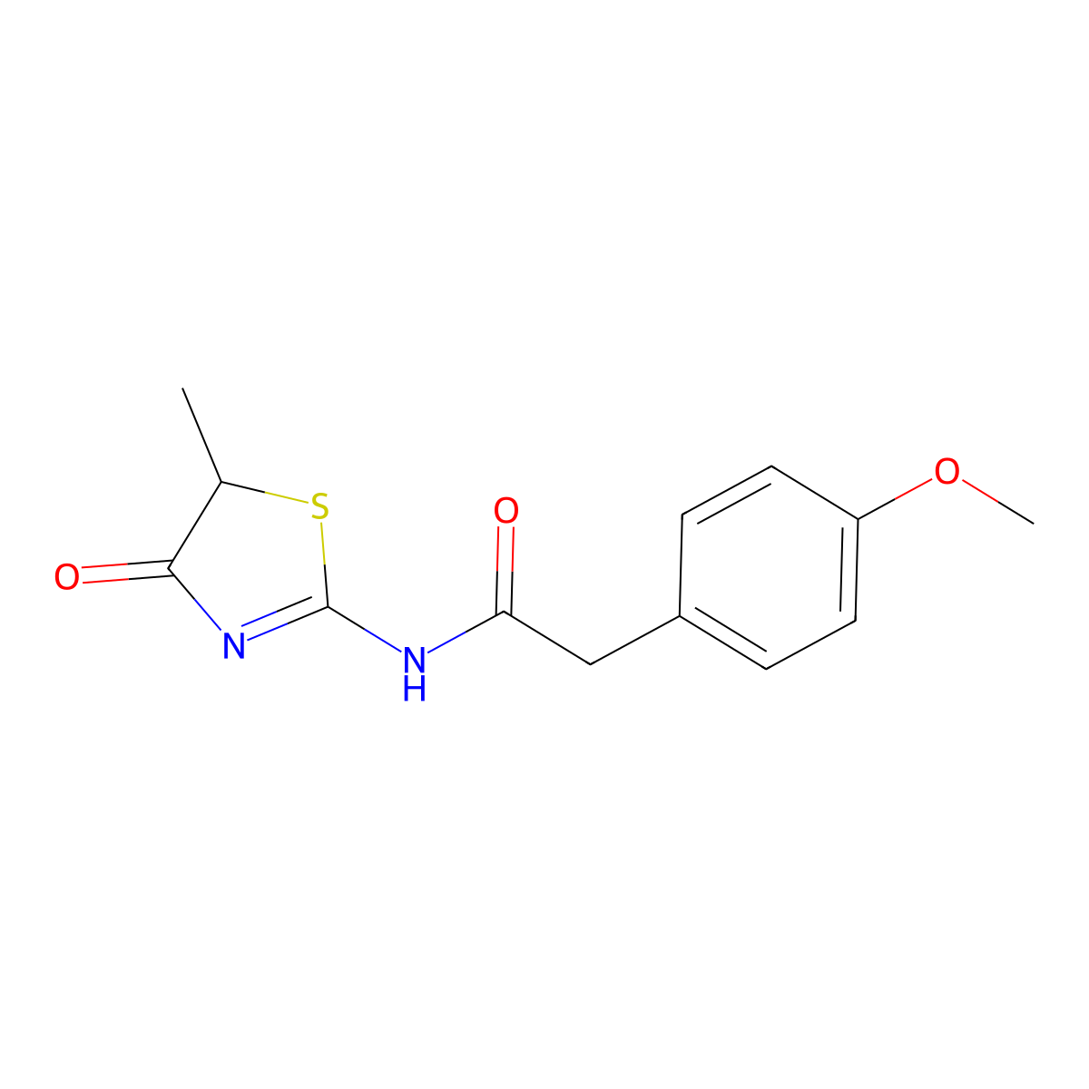 2-(4-methoxyphenyl)-N-(5-methyl-4-oxo-4,5-dihydro-1,3-thiazol-2-yl)acetamide molecular structure, CAS 364749-44-0