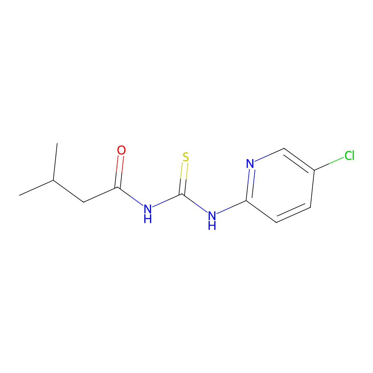 N-[(5-chloropyridin-2-yl)carbamothioyl]-3-methylbutanamide molecular structure, CAS 364749-45-1