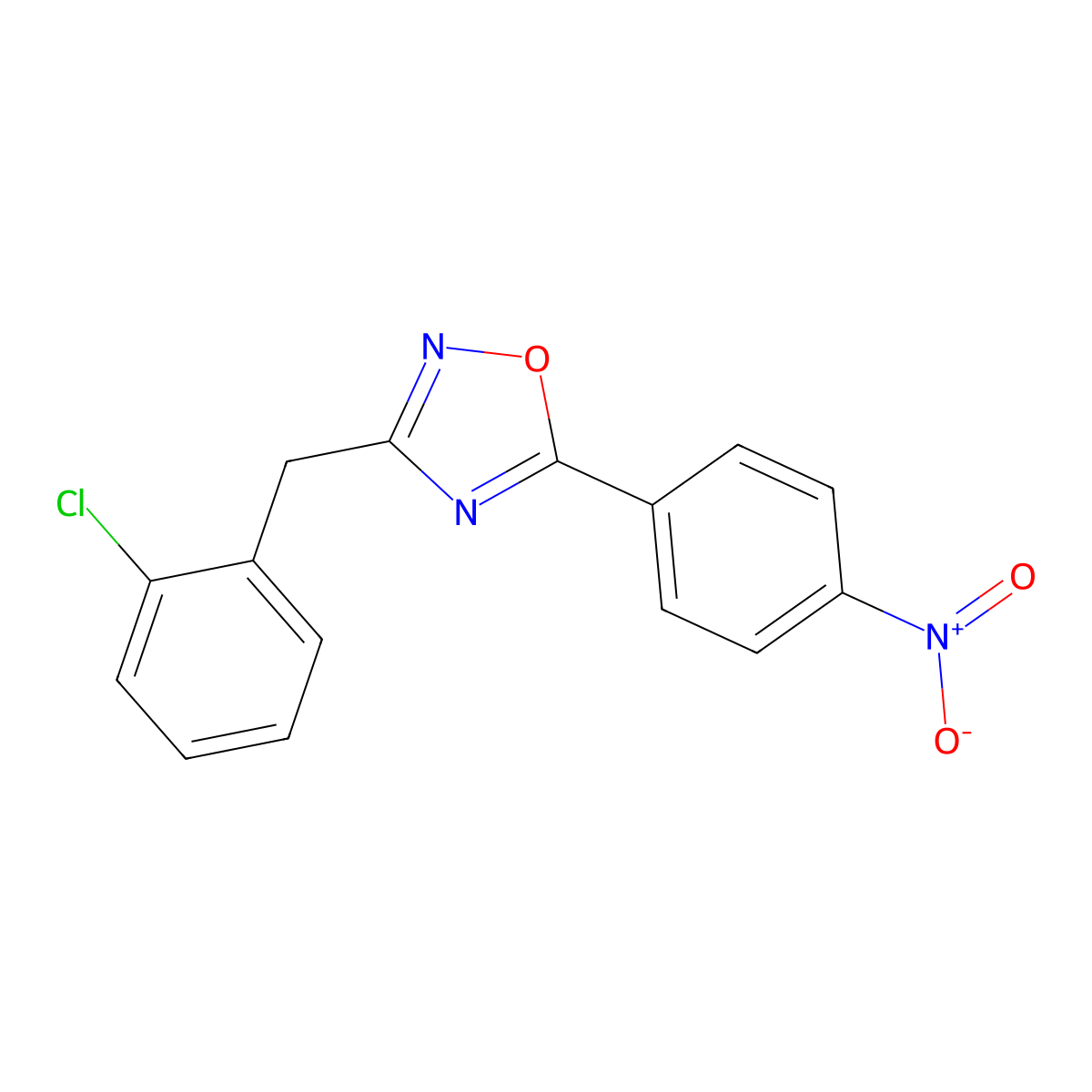 3-(2-Chlorobenzyl)-5-(4-nitrophenyl)-1,2,4-oxadiazole molecular structure, CAS 364749-62-2